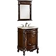 Benton Collection 24” Debellis Antique Bathroom Sink Vanity Cabinet w/Matching Mirror # BWV-047W-MIR
