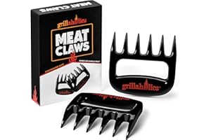 Grillaholics BBQ Meat Shredder Claws - Wolverine Style Ultra-Sharp Blades Quickly Lift Handle & Shred Meats - Best Dishwasher Safe Bear Claw Pulled Pork Meat Shredders in BBQ Grill Accessories (Black)