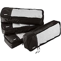 Amazon Basics 4 Piece Packing Travel Organizer Cubes Set - Slim, Black