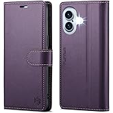 Wallet Case for iPhone 16, RFID Blocking Credit Card Holder, PU Leather Folio Flip Kickstand Protective Shockproof Cover for Apple 16 (Purple, for iPhone 16-6.1'')