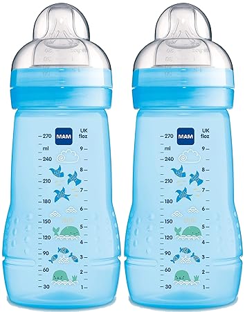 MAM 99957411 - Easy Active Baby Bottle 270 ml,Doppelpack für Jungen, Design sortiert