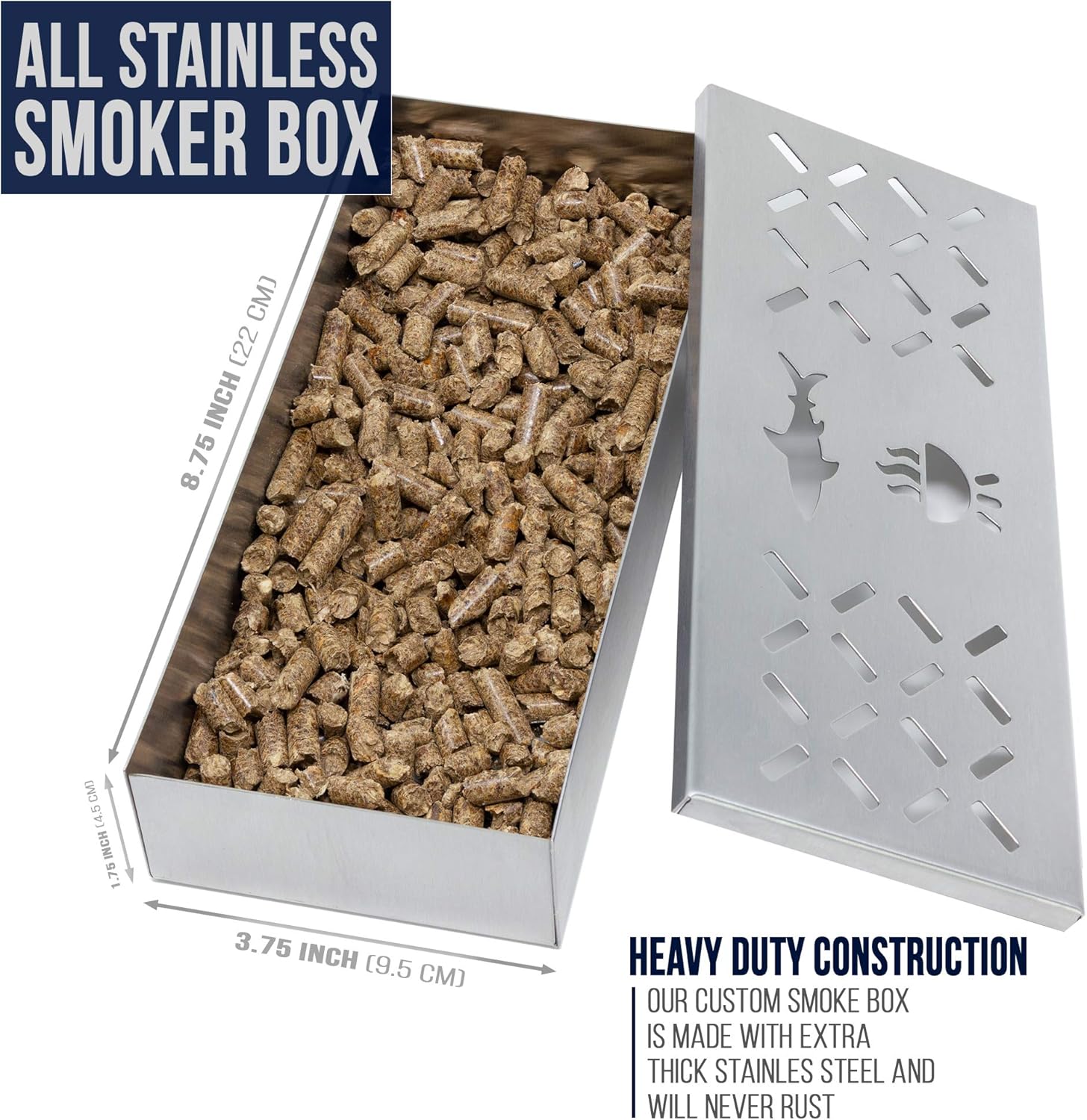 Smoker Box for Gas Grills and Charcoal Kettles - Works with All Pellets and Wood Chips - Professional BBQ Smoke Flavor from Propane or Electric Grilling: Garden & Outdoor