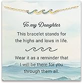 STORYJEWELLERY Daughter Bracelet, Daughter Gifts, Birthday Valentines Day Gifts for Daughters, Wave Bracelet for Adult Daughters