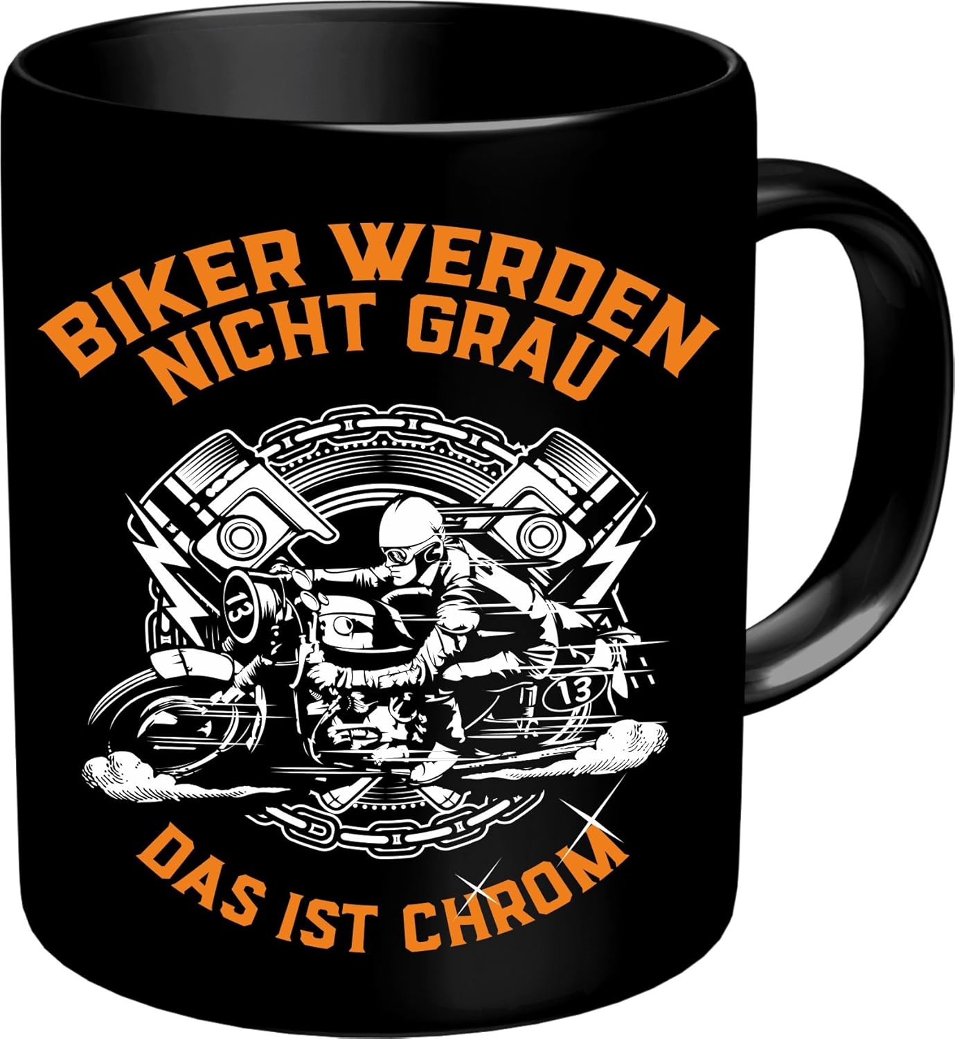 RAHMENLOS Kaffeebecher Biker werden nicht grau, das ist Chrom