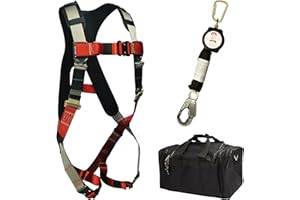 MADACO SAFETY PRODUCTS Madaco Roof Construction Fall Protection Full Body Industrial Safety Harness Internal Shock Absorbing 6FT Lanyard Kit Size M-XXL ANSI OSHA Max I