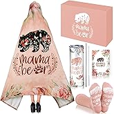 HunnmingRe 5 Pcs Mama Bear Birthday Gift Box Set for Mom Mother's Day Pink Wearable Blanket Hoodie Tumbler Greeting Card Socks Gifts from Son Daughter Husband for Wife Women