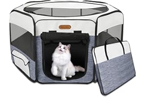 Seiyierr Pet Playpen Cat Playpen, 36" Foldable Cat Playpen for Indoor Cats, Collapsible Crate Kennel Playpen, Kitten Playpen 