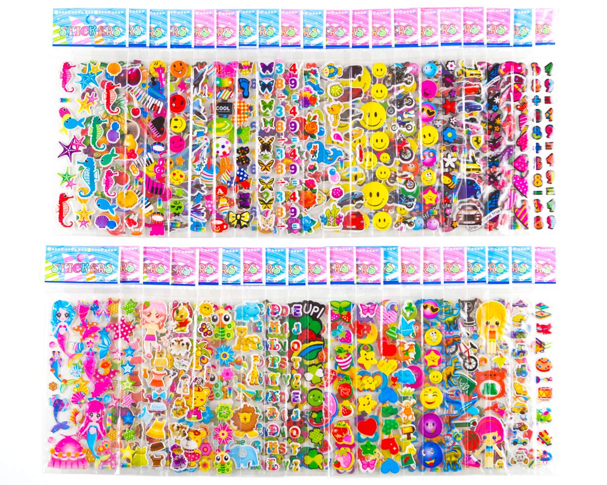 Sticker Sheets Stickers for Kids - 40 Different Kids Bulk Stickers 1200+ Fun Stickers for Girls Boy