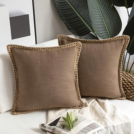 tan throw pillows