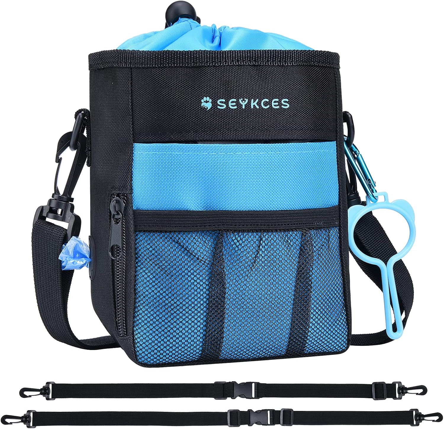 SEYKCES Dog Treat Pouch,Portable Treat Pouch,Treat Bags with Built-in Dog Poop Bag Dispenser,High-Capacity for Treats,Kibbles,Pet Toys,Phone,Keys-4 Ways to Wear