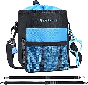 SEYKCES Dog Treat Pouch,Portable Treat Pouch,Treat Bags with Built-in Dog Poop Bag Dispenser,High-Capacity for Treats,Kibbles,Pet Toys,Phone,Keys-4 Ways to Wear