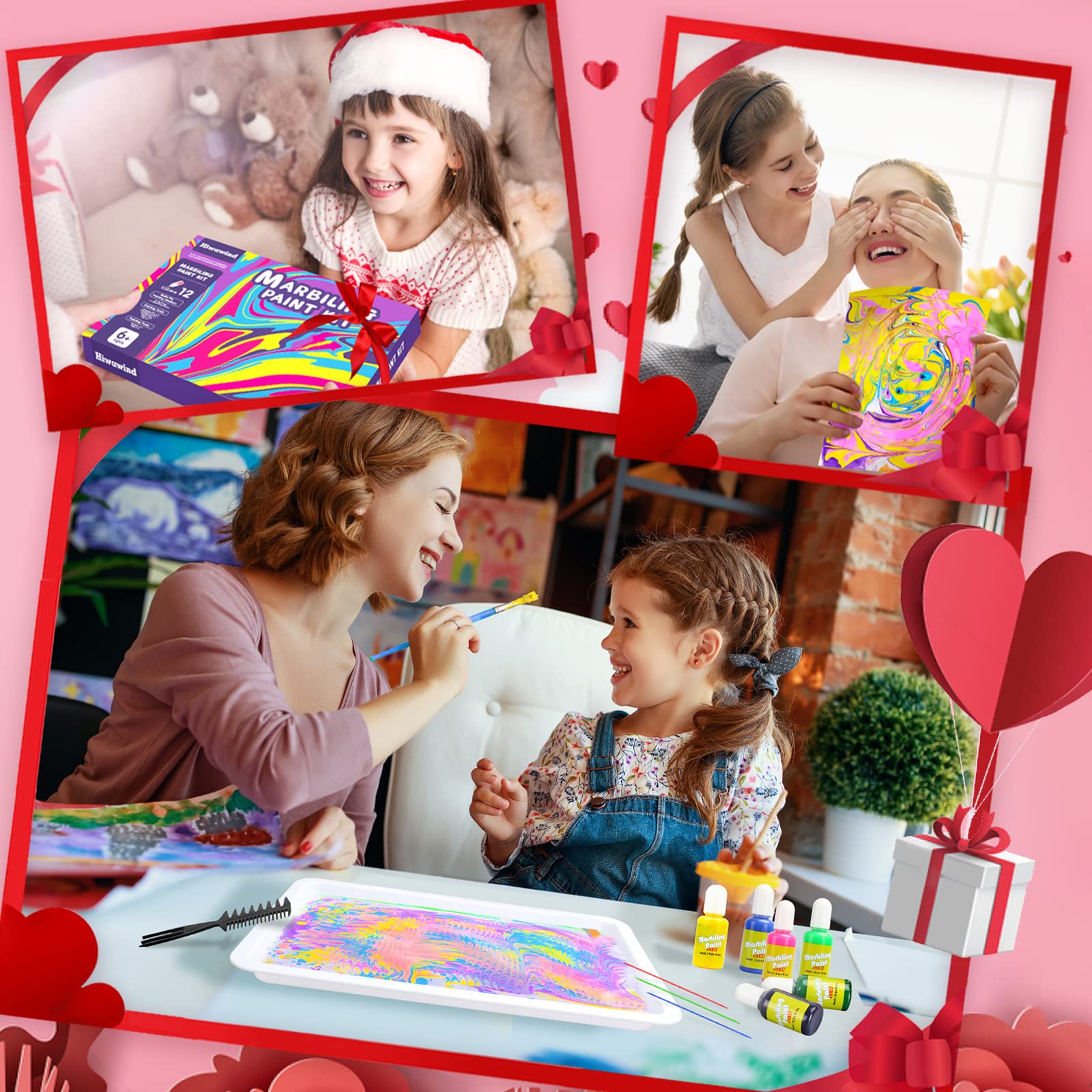 Hiwawind Water Marbling Paint Art Kit for Kids - Art Supplies for Girls & Boys 8-12, Ideal Gifts for 6-12 Year Olds (12 Colors)