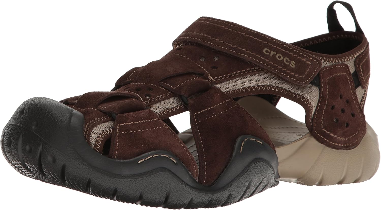 crocs swiftwater men's leather fisherman sandals