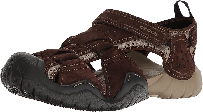 crocs swiftwater leather fisherman sandals