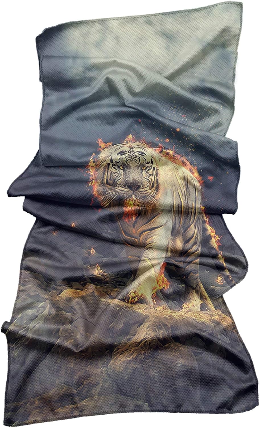 Breathable Cooling Towel for Adults Kids Athletes Gardeners, Instant Cooling Relief Neck Wrap Ice Towel Stay Cool for Outdoor Sports - Burning Tiger King, 40"x12"