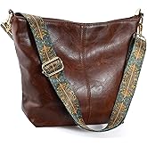 Huwzder Hobo Bags Vegan Leather Crossbody Bag Guitar Strap Shoulder Purses with Zipper Handbags for Women