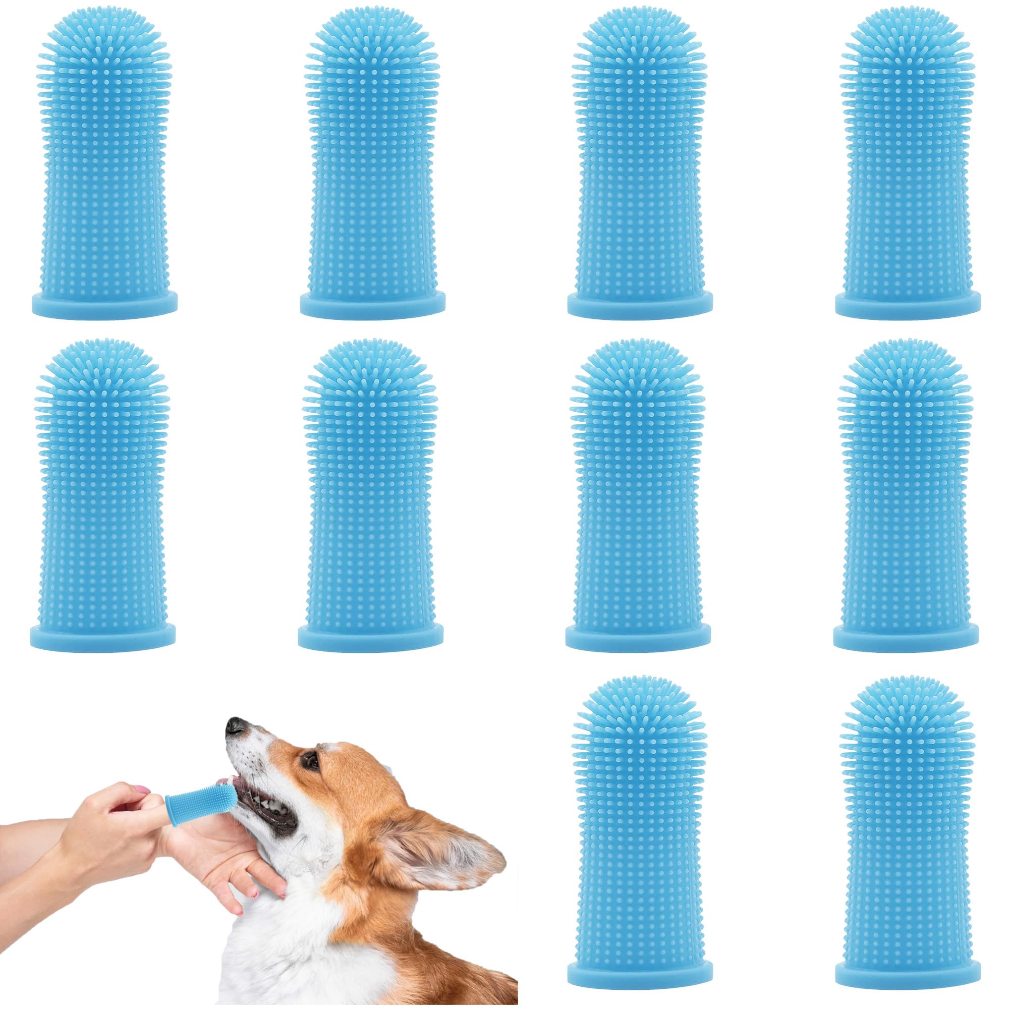 10 Pcs Dog Toothbrushes,Dog Teeth Cleaning Products,360º Dog Finger Toothbrush,Dog Dental Scaler,Easily Clean Dog Teeth,Suitable for Use with Dog Toothpaste(Blue)