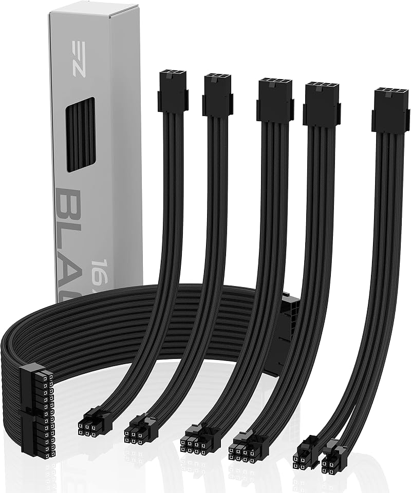 EZDIY-FAB Sleeved Cable Extension Kit 24Pin 8Pin 6Pin 4+4 PCIe ATX
