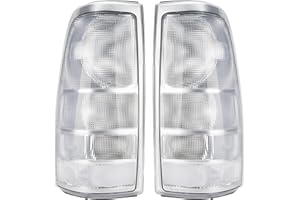 MiKaFex Tail Light Assembly Compatible With 1999-2002 Chevy Silverado 1500 2500 3500 1999-2006 GMC Sierra Driver and Passenger Side Rear Brake Lamps With Bulb,Chrome Housing+White Clear Lens