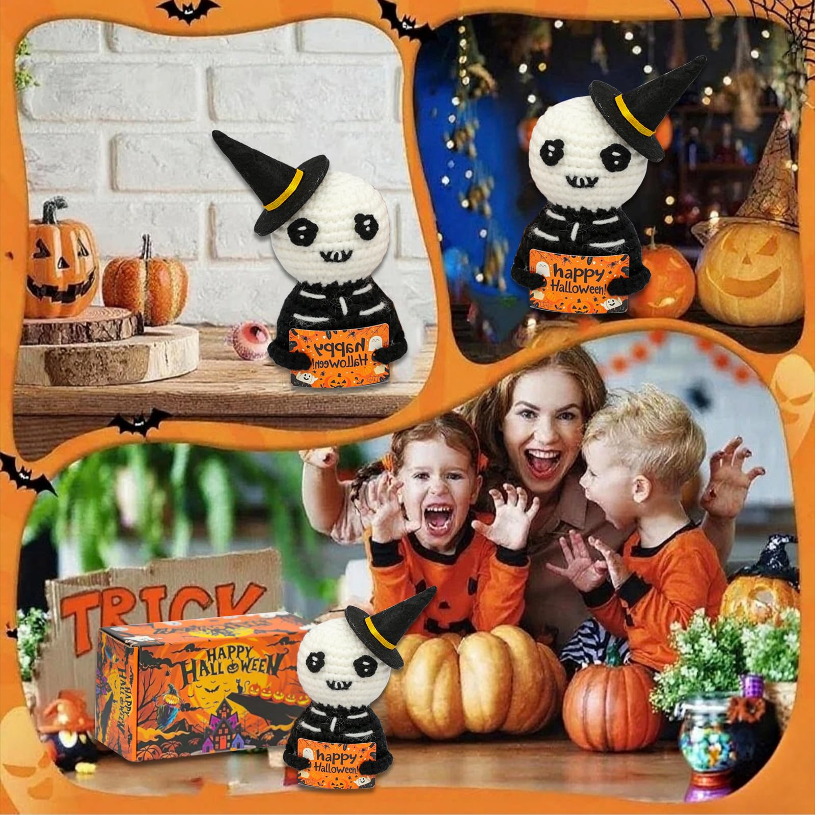 Ranvaira Unique Gifts for Halloween - Mini Funny Emotional Support Pickle with Magic Hat - Cute Knitted Plush Doll Halloween Decoration for Women, Adult