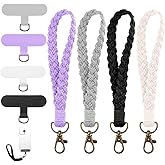 Nogeqi 4 Sets Macrame Phone Wrist Strap with Tether Tab, Wristlet Strap Tab, Wrist Lanyard for Phone Keys for Women Men (4 Colors)