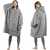 Tirrinia Oversized Wearable Blanket Hoodie, Sherpa Fleece Home Blanket Sweatshirt, Cozy and Warm Blanket with Sleeves, Gift for men and women.