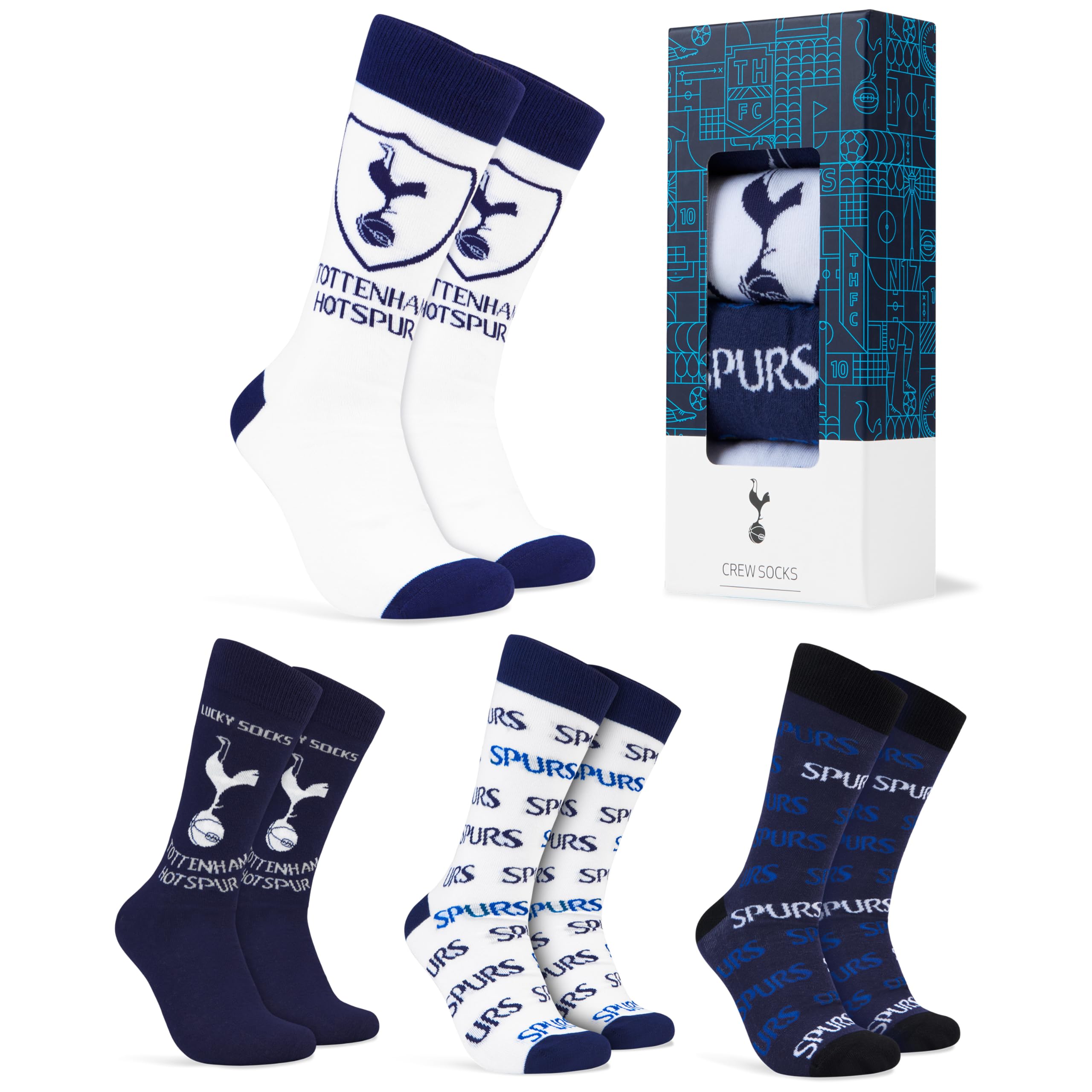 Tottenham Hotspur F.C. Socks for Men, 4 Pack Breathable Socks Supporters' Gear - Spurs Gifts for Men