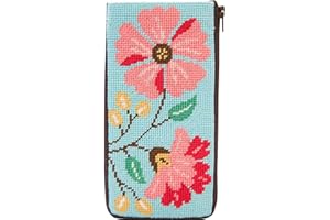 Alice Peterson Pink Flowers Stitch & Zip Eyeglass Case Needlepoint Kit