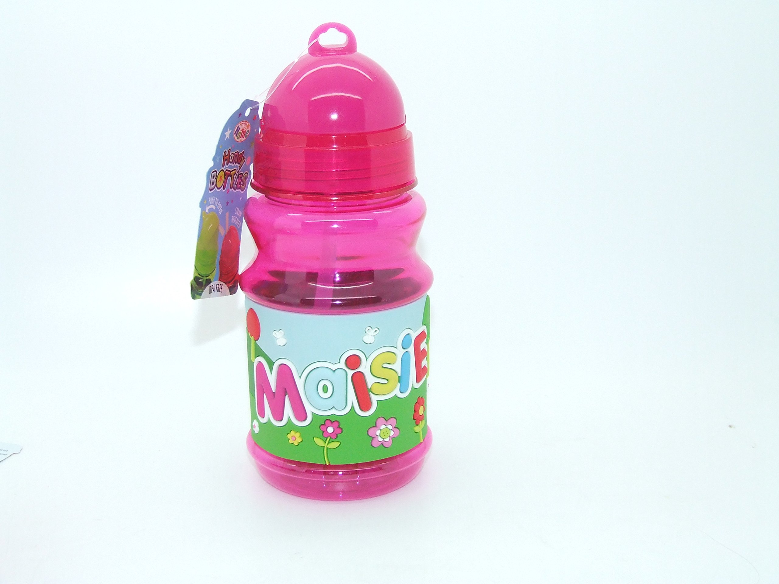 MAISIE PERSONALISED HANDY FLIP TOP BOTTLE BPA FREE LID SEALS THE STRAW SO PERFECT FOR LUNCH BAGS 16CM HEIGHT - PLEASE NOTE BOTTLE NAMES CAN NOT BE CHANGED THE NAME YOU WILL RECEIVE IS IN THE TITLE