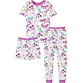 PATPAT Bamboo Viscose Pajamas Sets for Boys Girls Kids Toddler, 3 Pack Shorts & Pants Sleepers, Ultra-soft Snug Fit Pjs 2-12Y