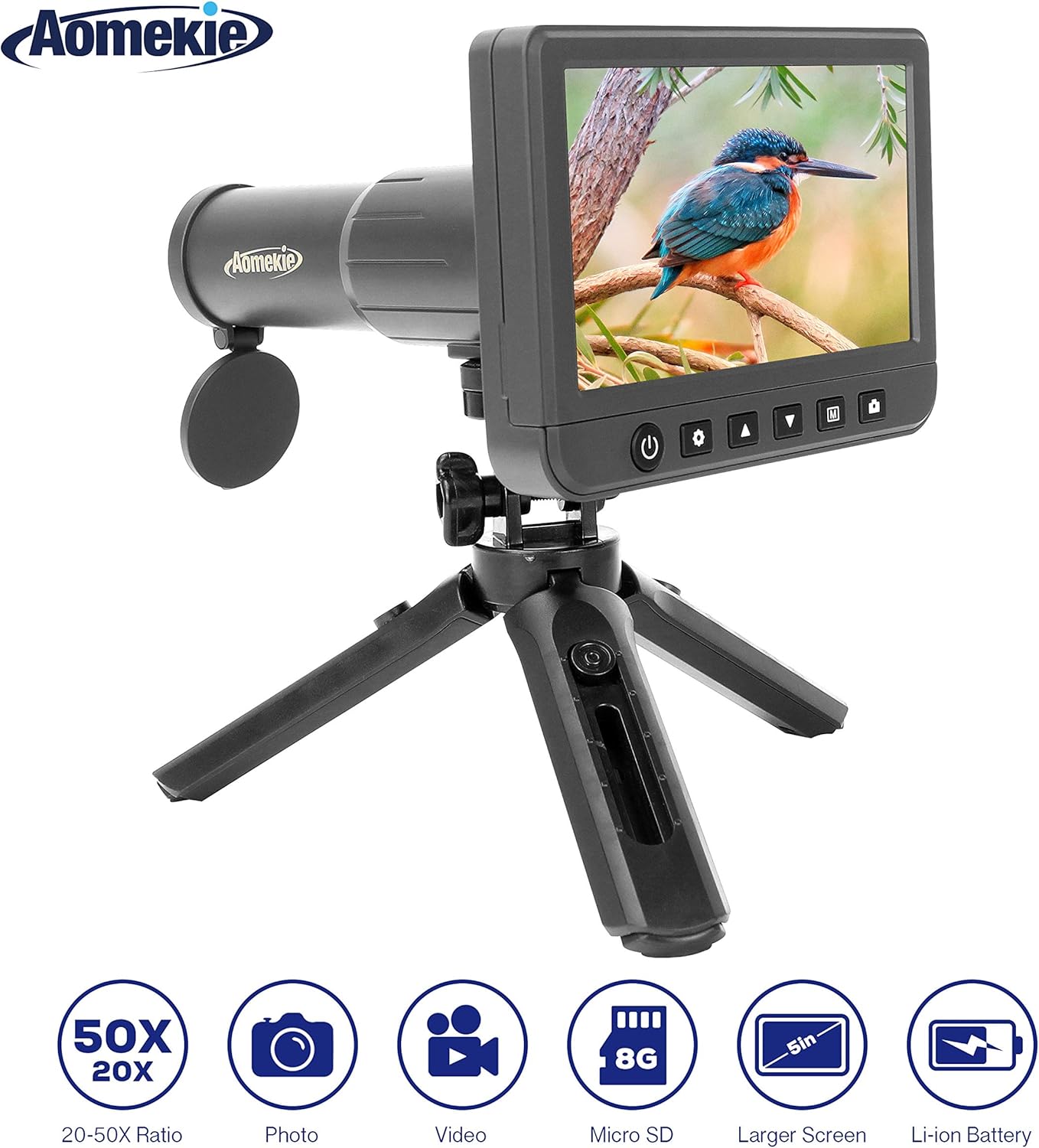 AOMEKIE Digital Telescope 50X Monocular Camera 5inch LCD