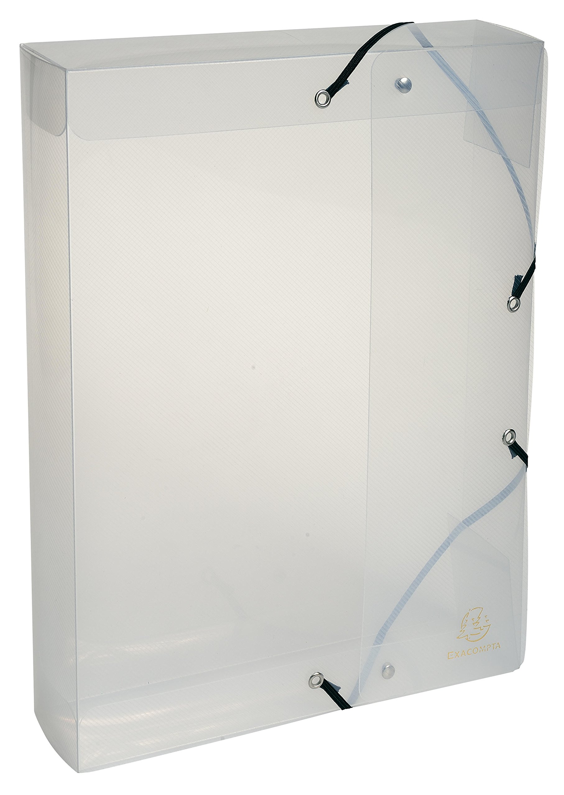 Exacompta - Ref 5982E - Crystal PP Filing Box - 250 x 330mm in Size, Suitable for A4 Documents, 60mm Spine, Elastic Strap Closures, Polypropylene - Clear โ image 1