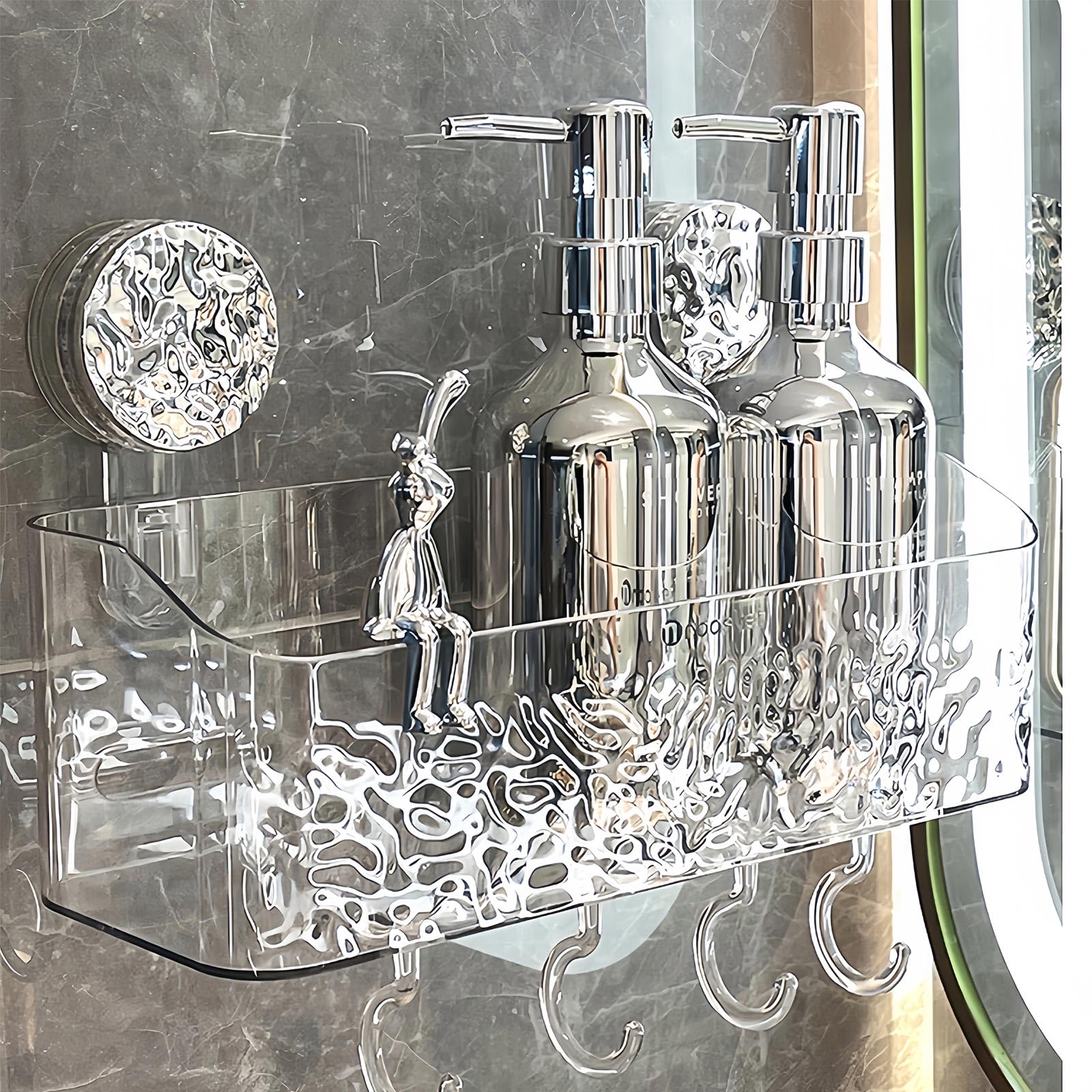 Photo 1 of AYWSTC Shower Caddy Suction Cup, Wall Mounted Rack Organizer Removable Bathroom Shelf, No Drilling Larger Storage Rack Upgraded, Bathroom Suction Caddy