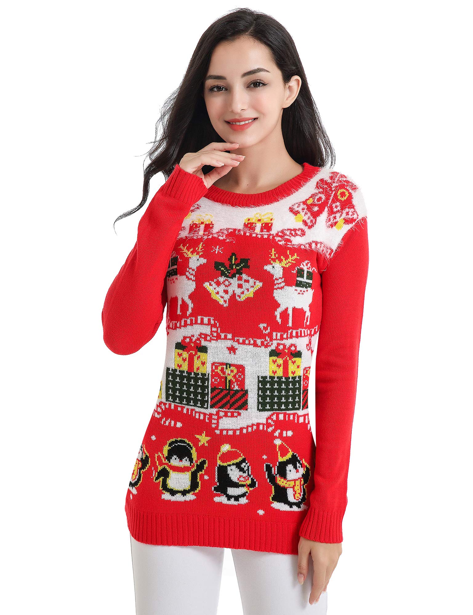 v28 Varied Ugly Christmas Sweater for Women Merry Reindeer Shirt Knit Sweaters - Image 6