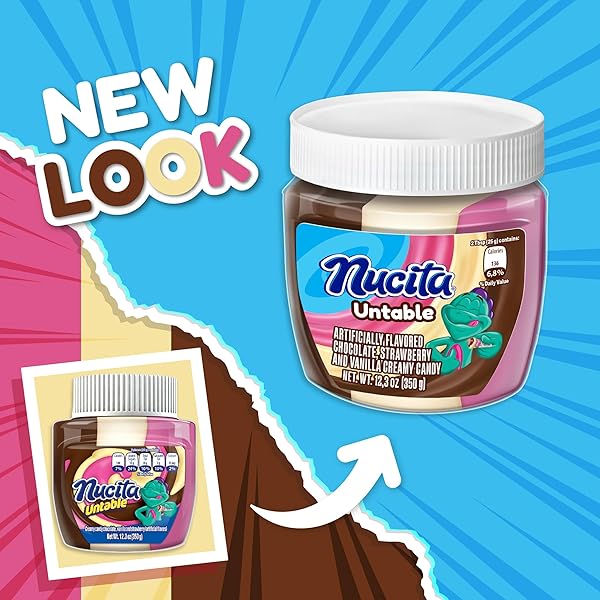 NUCITA TRISABOR SPREADABLE, CREAMY CANDY CHOCOLATE, VANILLA AND STRAWBERRY, 10.6 OZ JAR, PACK OF 1