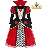 ReliBeauty Red Hearts Girls Costume Queen Dress for Kids Girls with Crown