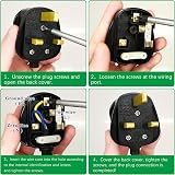XGKEGS UK 13A Plug 3 Pin Fused Socket Black Pack of 2 250V Cord Grip view 5