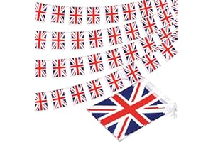 MVPRING United Kingdom Union Jack String Flag Britain Pennant Banner, Small Mini UK British Flags English Bunting Banner, National Country Decoration for School, Party, Sports Events, 33 Feet 30 Flags