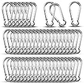 50Pcs M5 Carabiner Small Carabiner Clips Spring Snap Hook 220LBS Heavy Duty Carabiners Clips Galvanized Steel Chain Quick Links Carabiner Clip for Dog Leash Camping Hiking Traveling Outdoor Swing Gym