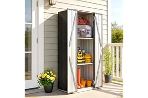 Outsunny 29.9" x 21.7" x 70.1" Outdoor Storage Shed, Metal Garden Shed, Utility Tool Cabinet with 3 Adjustable Shelves and Do