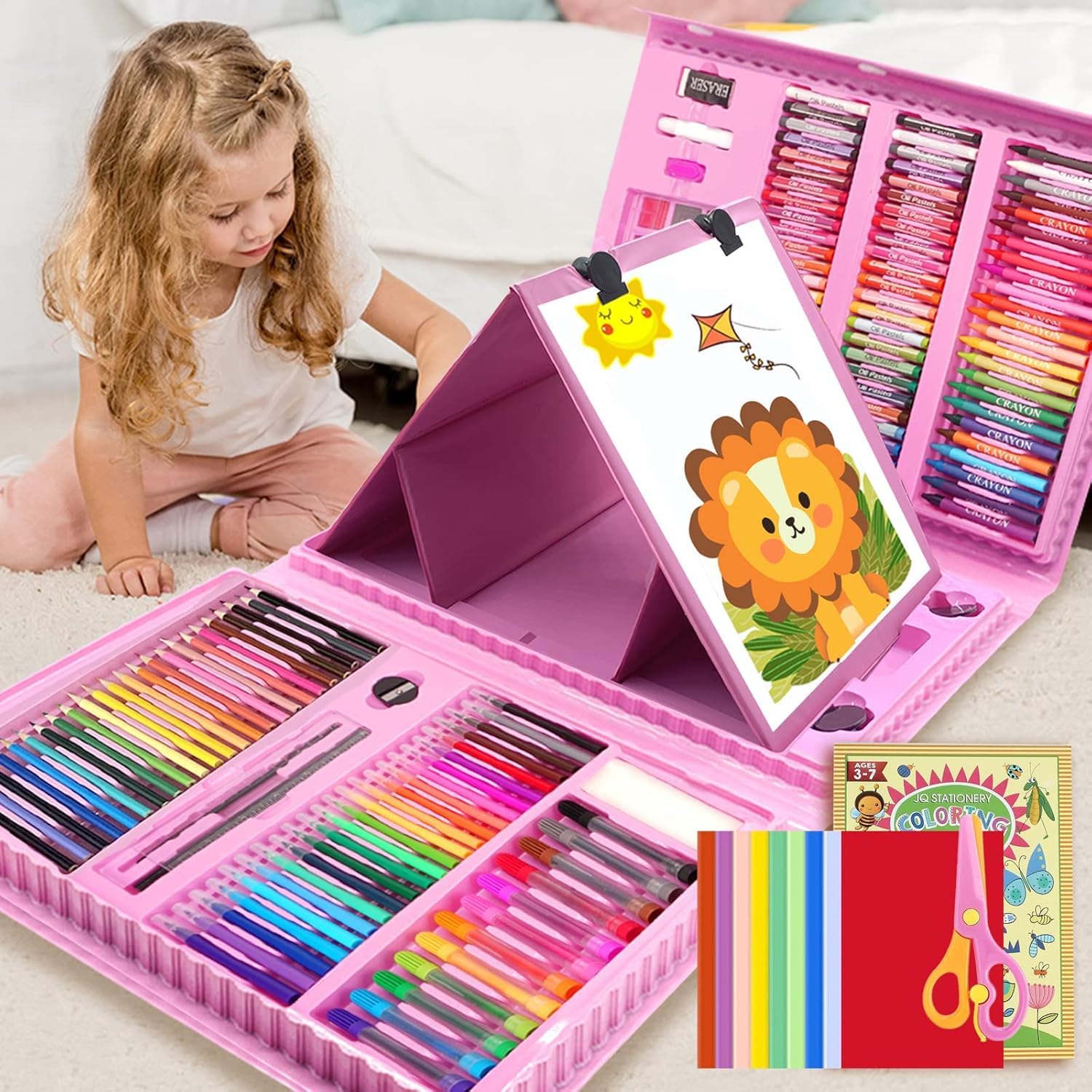 Okiki Drawing Set with Wrapping, 208 Piece Art Set, Coloring, Carrying, Kindergarten Entrance Set, Graduation Birthday Christmas Gift, Gift