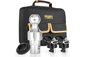 NAKANEKO 60638 Puck System Gooseneck Hitch Ball Kit, 2-5/16 Inch Gooseneck Ball for Truck Bed with 2 Safety Chain Anchors | 38000 lbs GTW/ 9500 lbs VTW