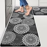 LuxStep Kitchen Mat Cushioned Rugs Anti-Fatigue Mats for Kitchen Floor,Waterproof Non-Slip Mats and Rugs Set for Office,Floor,Laundry 17.3"×30"+17.3"×47",Black