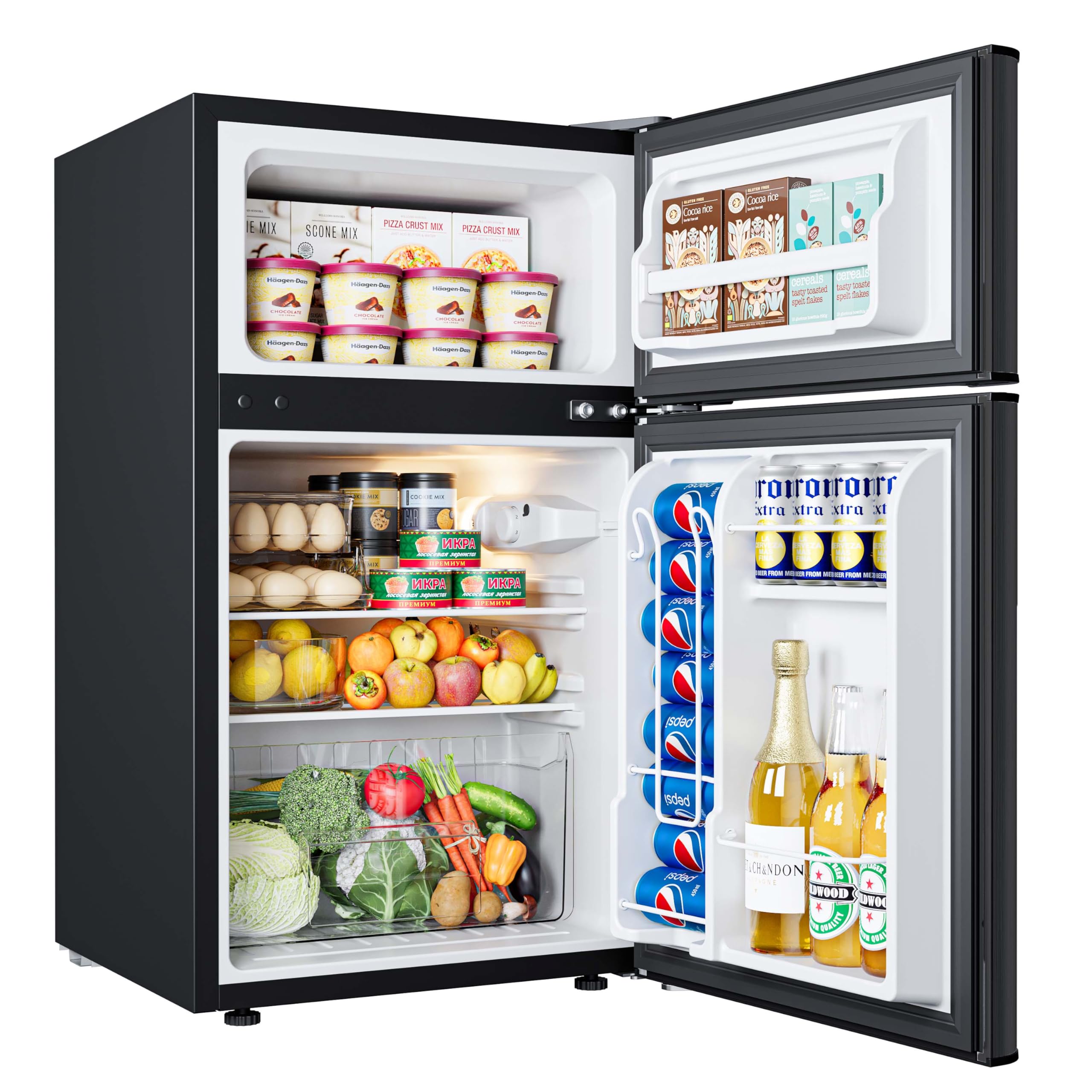 Photo 1 of EUHOMY Mini Fridge with Freezer, 3.2 Cu.Ft Compact Refrigerator with freezer, 2 Door Mini Fridge with freezer, Upright for Dorm, Bedroom, Office, Apartment- Food Storage or Drink Beer, Black