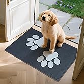 NUOVARUGS Dog Door Mat for Muddy Paws 30"x20" Indoor and Outdoor Entrance Doormat Low-Profile Washable Entryway Rug, Rubber Backing Non Slip Front Door Mats Absorbent Dirt Trapper Carpet Grey