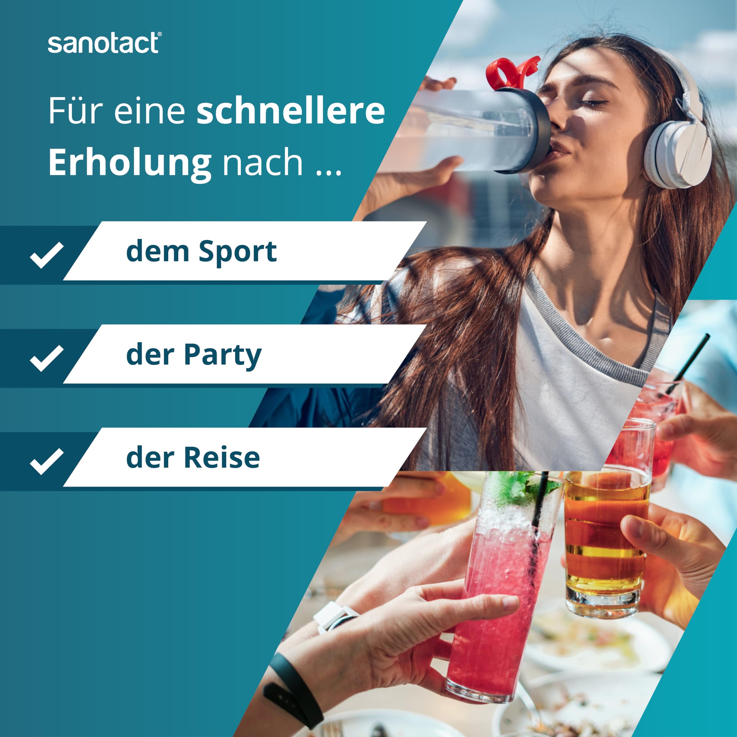 sanotact Elektrolyte Plus 50 Stück – Großpackung für Festival, Sport & Hochzeit Gastgeschenk – Elektrolyte Pulver für den Party Urlaub Zubehör & Training 2