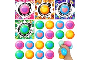 HODURGYI Valentines Cards for Kids Classroom, 24 Pack Stretchy Ball with Cute Valentine Cards, Stress Balls Squeeze Toy for School Valentines Gifts Exchange , Kids Valentines Party Favors Supply for Boys Girls