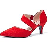 Peijely Women's Pointed Toe Kitten Heel Pumps, Elastic Strap Dress Shoes, Slip On Professional Office Wear