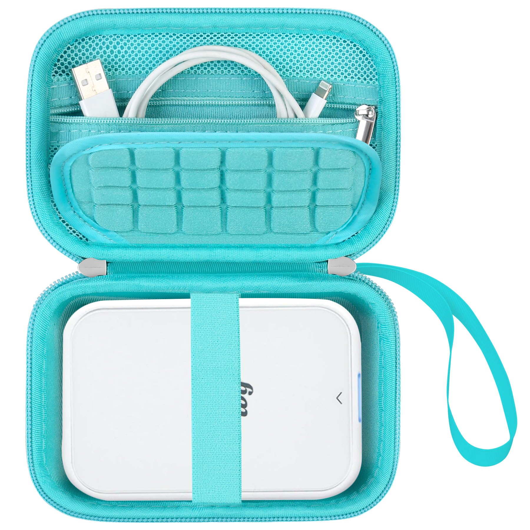 Photo 1 of Supmay Hard Carrying Case Compatible with Canon Ivy 2 Mini Photo Printer, Wireless Bluetooth Portable Smartphone Printer, Zipper Mesh Pocket for USB Cable, Zink Photo Paper, Green