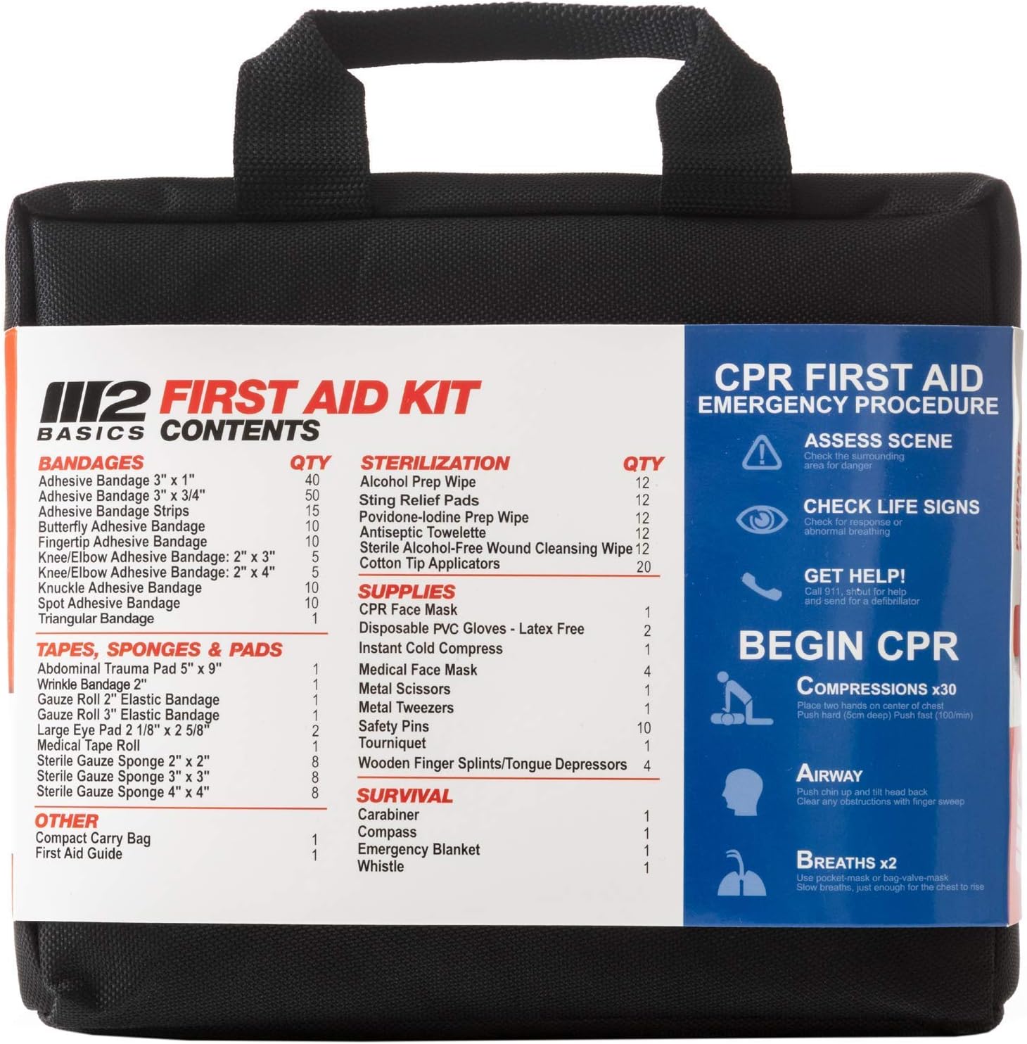 M2 BASICS 300 Piece (40 Unique Items) First Aid Kit | Free First Aid Guide | Emergency Medical Supply | for Home, Office, Outdoors, Car, Survival, Workplace: Health & Personal Care